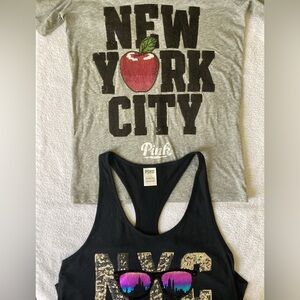 Victoria’s Secret PINK BLING New York City Shirt NWT NYC Tank Top NWOT L